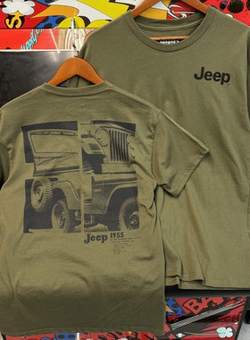 美版 吉普1955 CJ-5越野车文化衫 工装风复古男女短袖夏薄t恤休闲