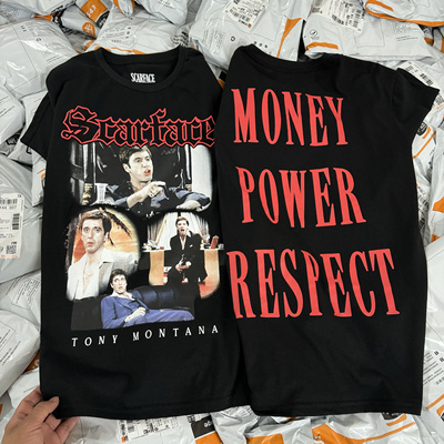 外贸出口单 美剧Scarface教父黑帮电影夏薄圆领短袖T恤半袖男女款