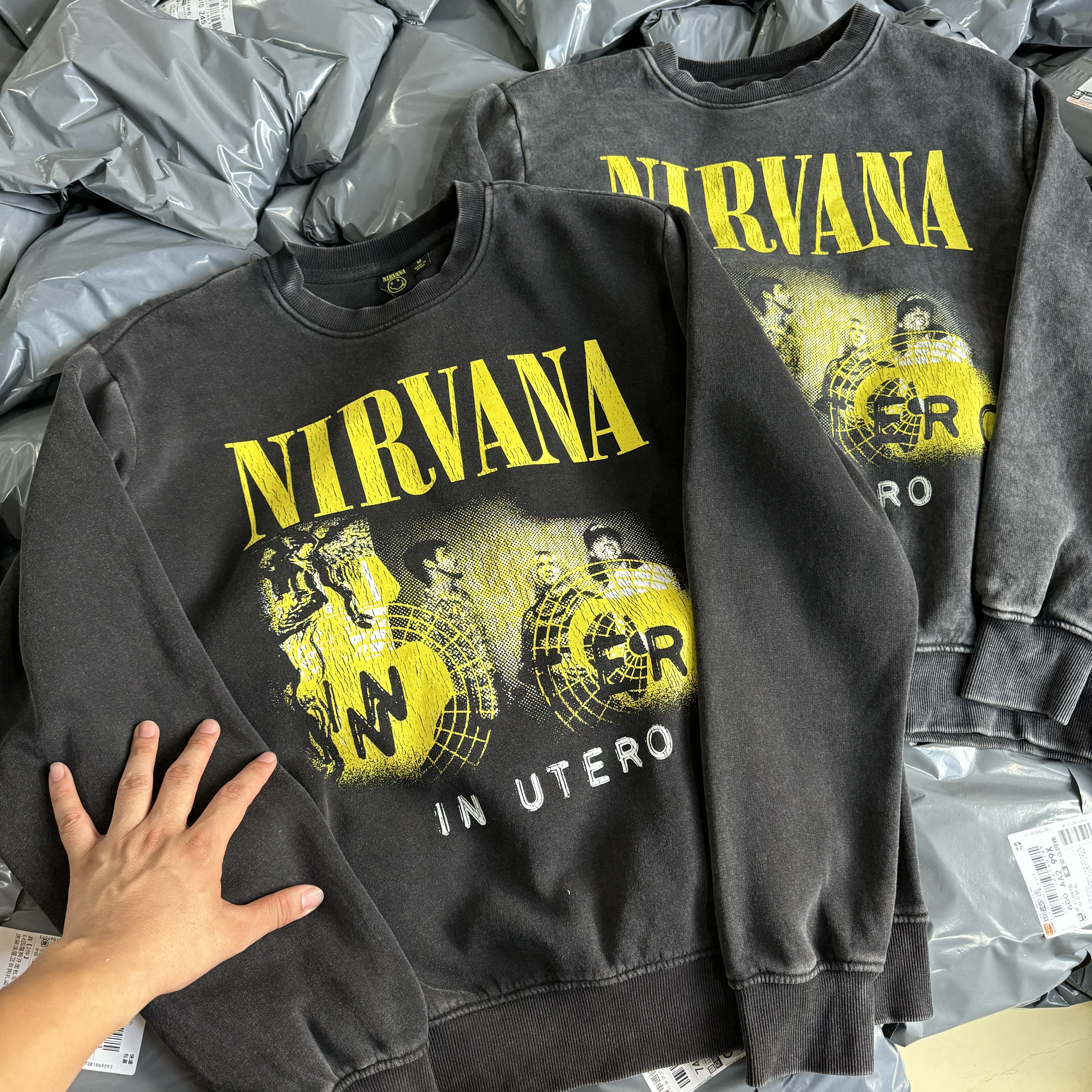 王炸！ 水洗Nirvana乐队摇滚涅槃Cobain美式薄绒秋冬男女圆领卫衣