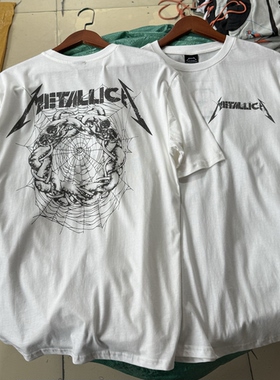 美版Metalica × Pushea金属乐队摇滚vintage短袖男女夏薄t恤透气