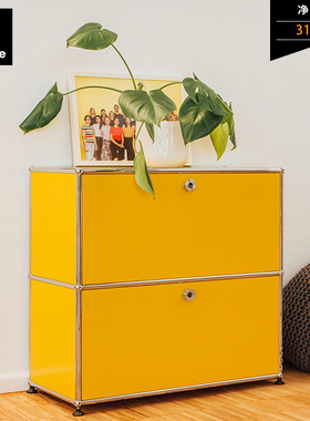 Orange斗柜现代简约储物柜中古风黄色轻奢设计师潮流餐边柜