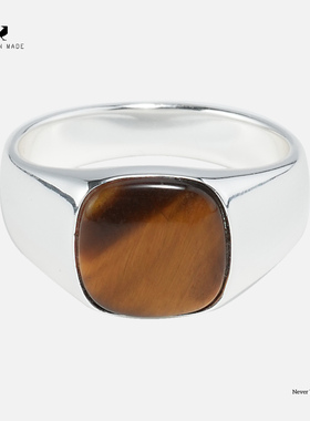 RONINMADE复古小众钛戈拉斯虎眼石戒指纯银宝石情侣礼物中古银饰