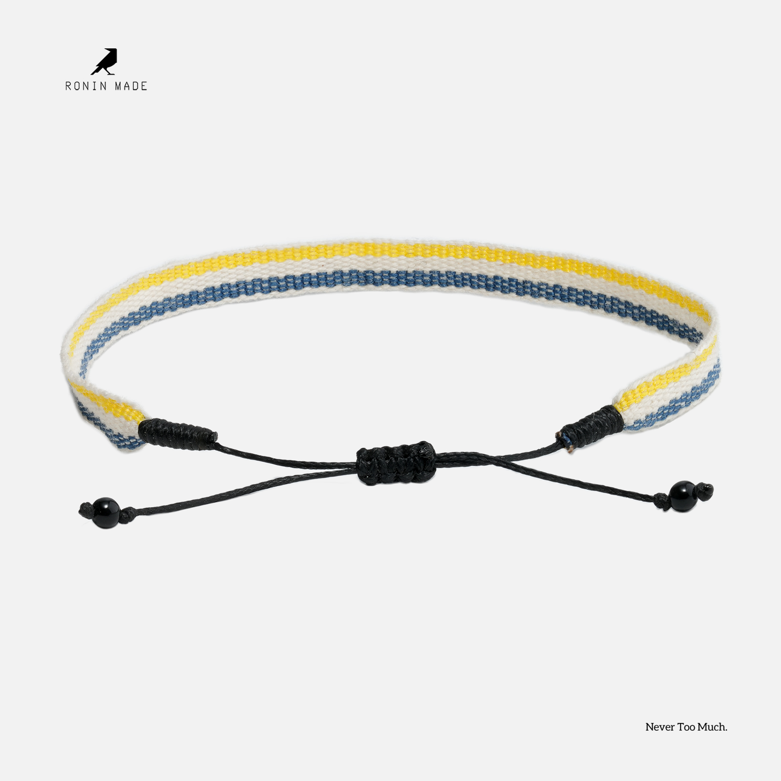 roninmade小众原创黑玛瑙申布伦黄色编织手链男女手绳情侣礼物