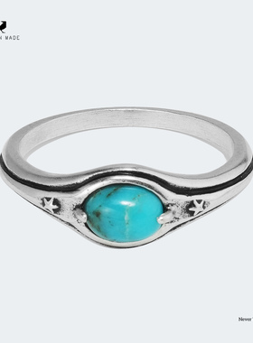 RONINMADE复古小众绿松肖邦戒指情侣宝石纯银女银男尾戒中古礼物