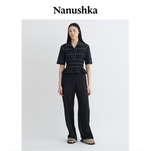 NAIRI 女士 好物体验 黑色玻璃府绸上衣 NANUSHKA