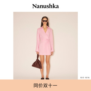 双11超前优享 收腰裹身V领长袖 NANUSHKA ESMA 露背连衣裙 女士