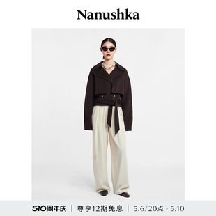 SATOYO 咖啡色羊毛短款 女士 NANUSHKA 风衣