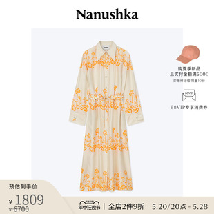 女士 NANUSHKA ELUNA 限时折扣 优雅质感缎面桑蚕丝连衣裙长裙