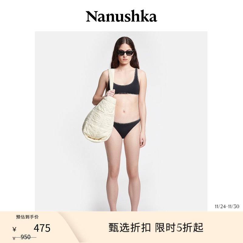 【甄选折扣】NANUSHKA 女士 MERVE 钩针点缀比基尼下装