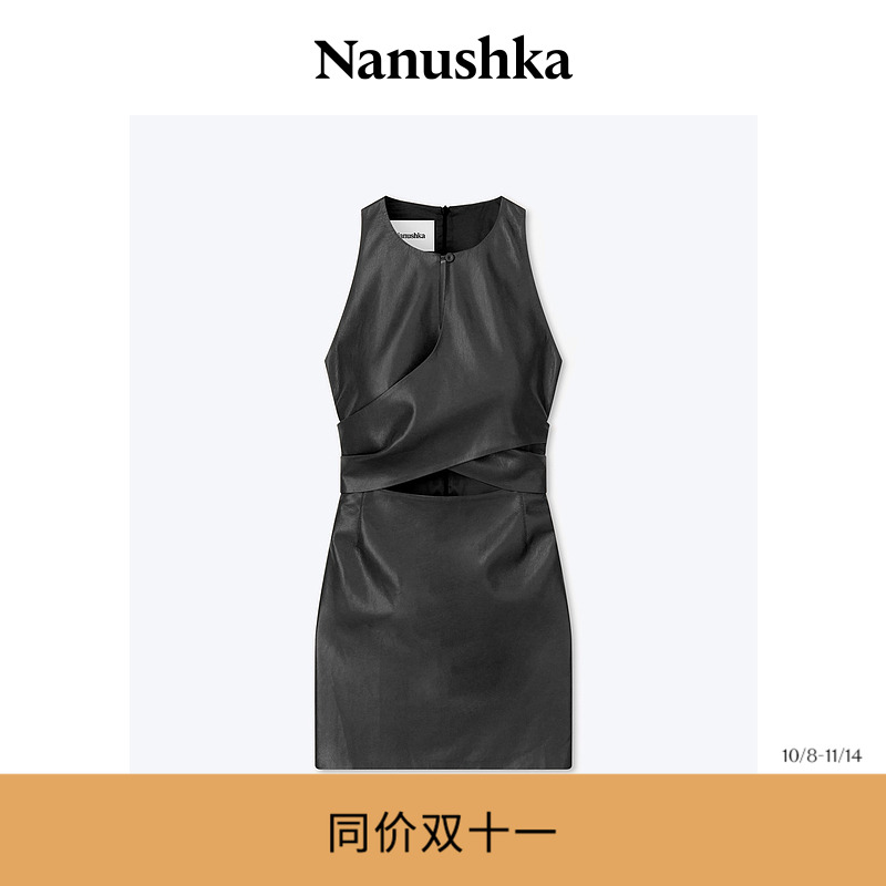 NANUSHKA女士素皮无袖黑裙