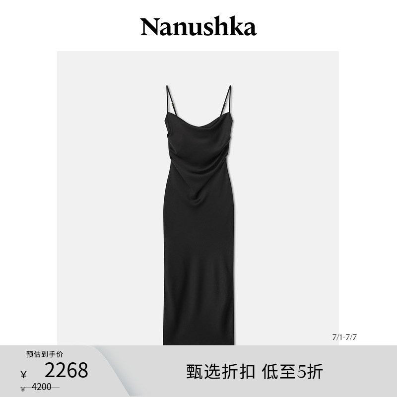 【经典惊喜折扣】 NANUSHKA 女士 MACIA 黑色优雅吊带连衣裙