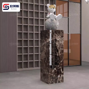大理石摆件底座轻奢高级感2025新款岩板花架子客厅落地式