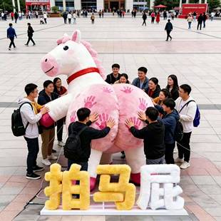 装置网互动毛茸新元茸旦拍马屁美陈造型红步行2026街背景墙款店铺