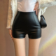 黑色显瘦皮短裤 外穿热裤 女2025秋冬新款 高腰弹力紧身休闲包臀靴裤