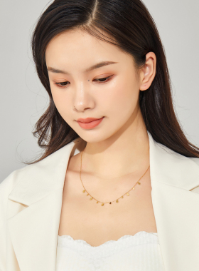 法式水滴流苏锁骨链项链
