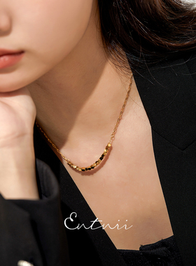 金属小众方块项链毛衣链