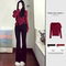 HONMEI YEAR FASHIONABLE FOREIGN RED UPPER SWEATER FEMALE DESIGN SEXY IRREGULAR ONE-SHOULDER KNITTED UNDERSHIRT AUTUMN AND WINTER