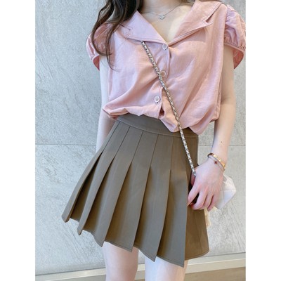 【福利6折清仓】csk丘比特 店主挚爱私服 高腰百褶短裙女a字半身