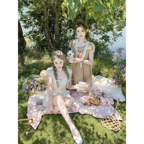 【福利6折清仓】csk丘比特“Picnic系列浓汤娃娃”法式纯棉连衣裙