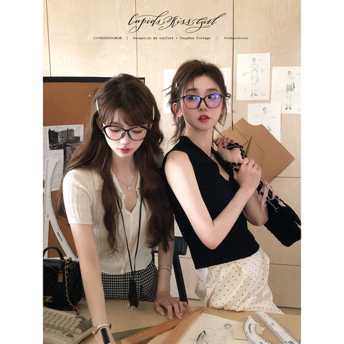 【福利6折清仓】csk丘比特 少女office研究所 修身显瘦针织上衣
