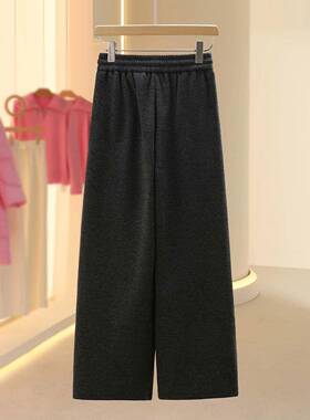 休【芙KF松紧腰松闲加绒ZFX糯米裤20H今25冬宽季新款年流行】女装