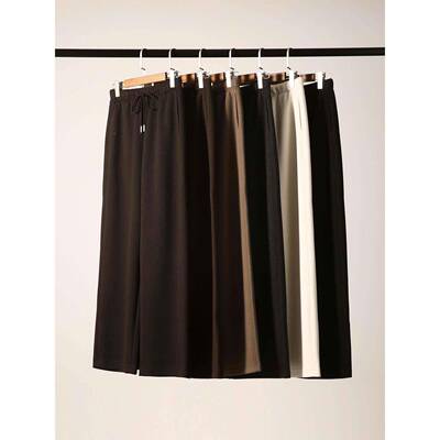 加绒版RI醋酸羊OTX丝绒桑蚕休闲系裤 秋冬 带松S紧腰瘦直显筒裤女