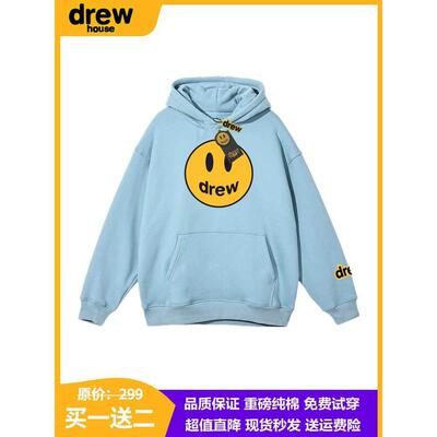德鲁笑脸美国运动衫LMF男BVJ秋的冬时尚女品牌宽松棉质连帽帽夫妇