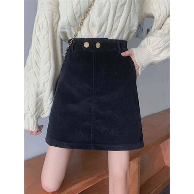 大尺码灯a字子半黑芯身裙绒秋冬裙IHLOUQ百搭包女裙胖mm显瘦学生