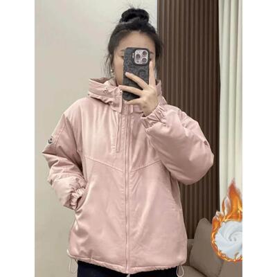 小短连双炼VPN妇衬OVY羊拉里毛夹克的女秋新宽松瘦身帽看顶潮冬流