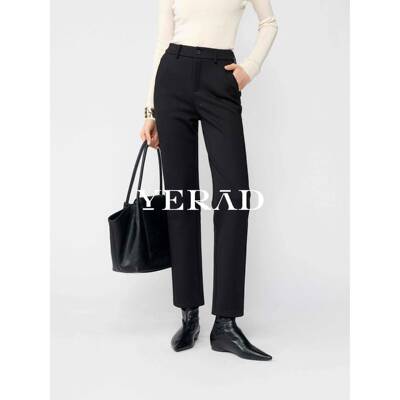 娅达弹力直筒裤女20勤5丽冬新DBO款裤EGM显瘦季黑色休闲2子通九分