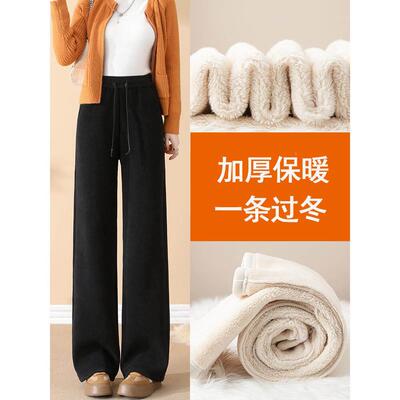 绒秋版裤冬加裤子冬季LLM加厚羊羔女东棉裤直筒保VCC北绒暖卫窄裤