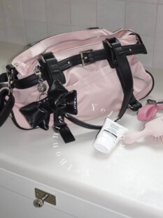 野啵妮palejade韩国小众大容量机车包蝴蝶结豹纹单肩女斜挎腋下包