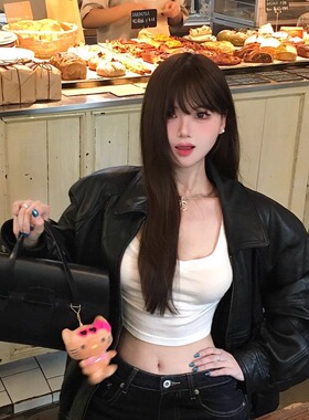 野啵妮 CDG日本小众设计复古mona同款暗黑小公文包质感真皮手提包