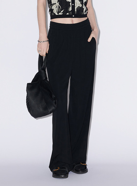 【松弛时髦裤】MSLAN春夏弹力垂感宽松松紧腰阔腿直筒裤MFBE6401