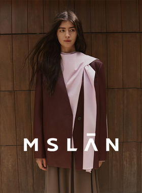 秀场同款/MSLAN复古美拉德可拆卸领PU皮西装外套MHAW202
