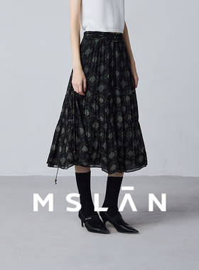 轻盈透气/MSLAN波西米亚 人丝腰果花伞裙半身裙MFCE8208