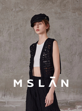 【甄选透气棉】MSLAN春季浪漫度假流苏毛织V领针织马夹MFAV2103