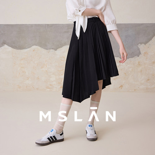 风琴褶/MSLAN时尚轻盈不规则半裙