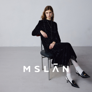 【中古巴洛克】MSLAN秋冬法式气质丝绒蕾丝拼接连衣裙MFDT075