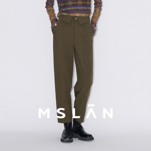 MSLAN精纺羊毛通勤松紧哈伦裤