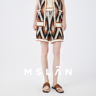 百慕大五分裤 早春宽松针织短裤 女MFAV6101 MSLAN博主同款 费尔岛风