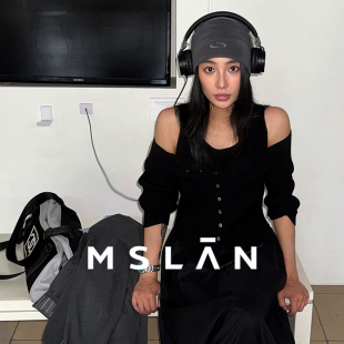 25秋镂空针梭拼长袖 小黑裙 连衣裙MGCT288 MSLAN法式 解构主义