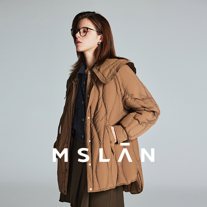 轻盈羽绒/MSLAN秋冬保暖短款廓形可拆领90白鸭绒小个子轻薄羽