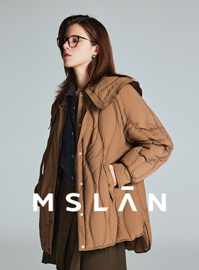 轻盈羽绒/MSLAN秋冬保暖短款廓形可拆领90白鸭绒小个子轻薄羽绒服