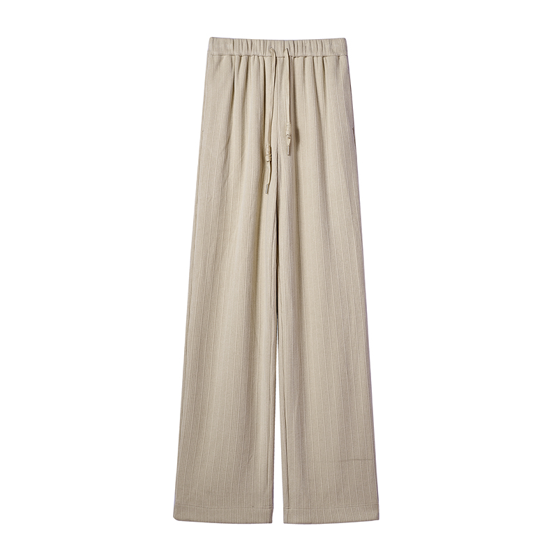 MSLAN25冬季软糯坑条垂坠直筒裤休闲松紧腰针织裤MGDK387