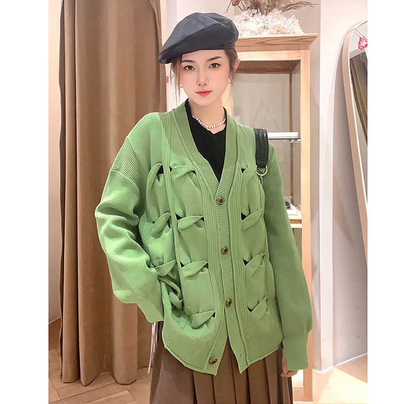 MSLAN复古百搭黑色针织开衫