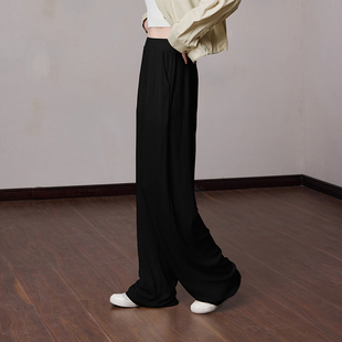 慵懒小个子冰冰裤 休闲直筒凉感冰丝阔腿裤 MSLAN25夏季 自在垂感