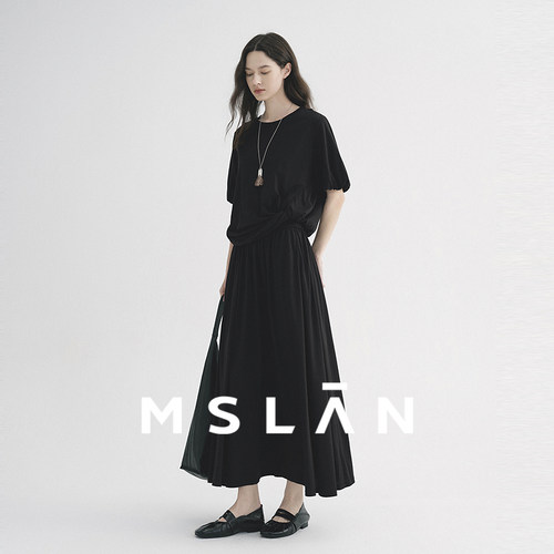 MSLAN夏季扭结收腰显瘦连衣裙