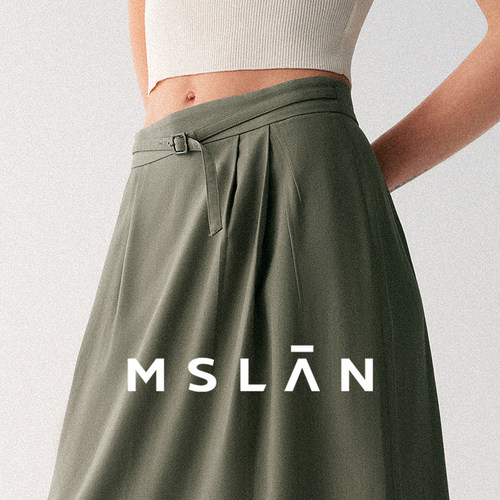 春季复古压褶中裙MSLAN