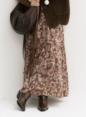 MSLAN植物系 26春碎花裙不规则拼接显瘦碎褶A字裙半身裙MGDQ119